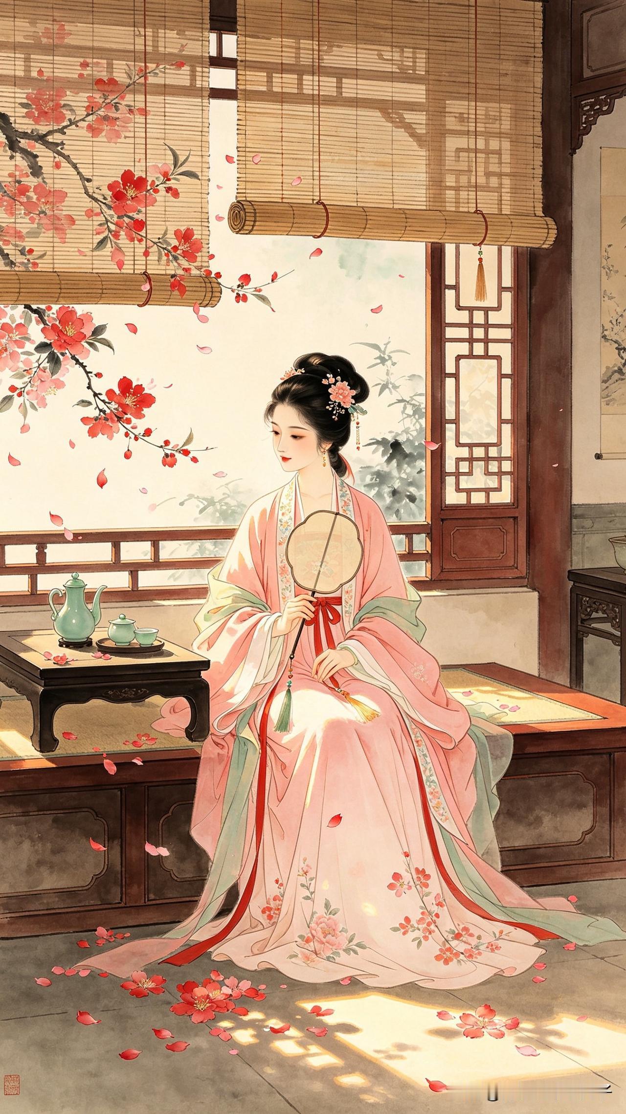 风暖闲庭花影低，
香醪浅酌小窗西。
胸中自有芳菲在，
        
…………