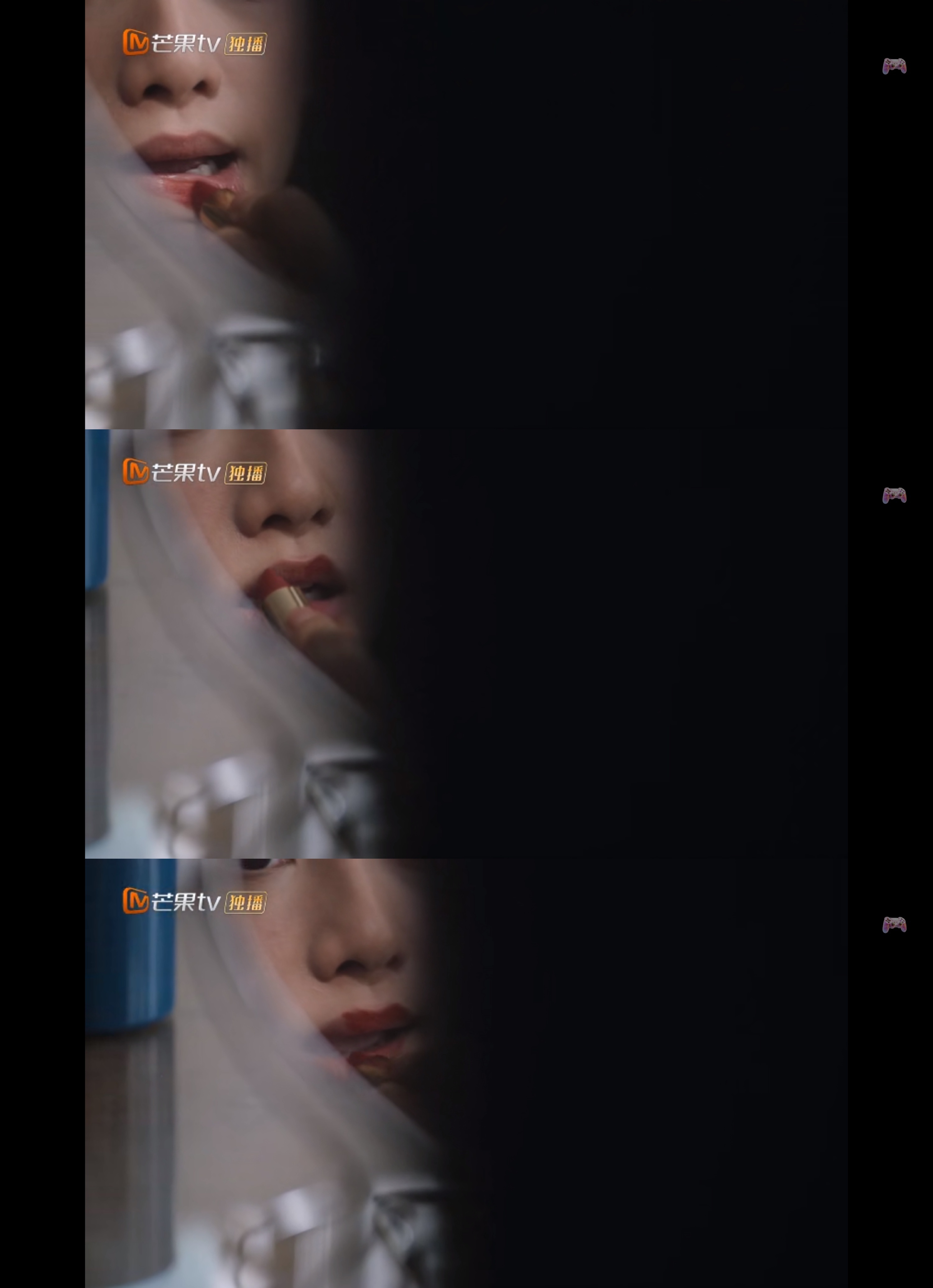 我觉得这个镜头挺妙的导演拍出的这个镜子白色边缘很像婚纱的头纱拢在苗靖脸庞刚好对应