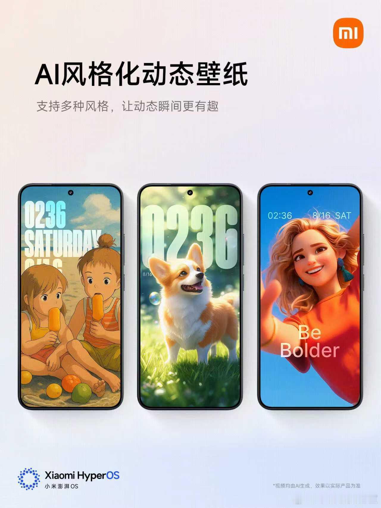 小米澎湃OS3 生命感美学再升级！AI动态化风格壁纸｜不仅能动，还能再有趣一点居