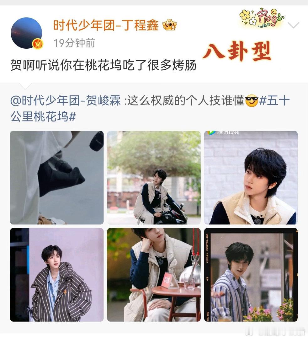 时代少年团为贺峻霖桃花坞打call五十公里桃花坞全员花式花式助力撑腰，希望贺峻霖