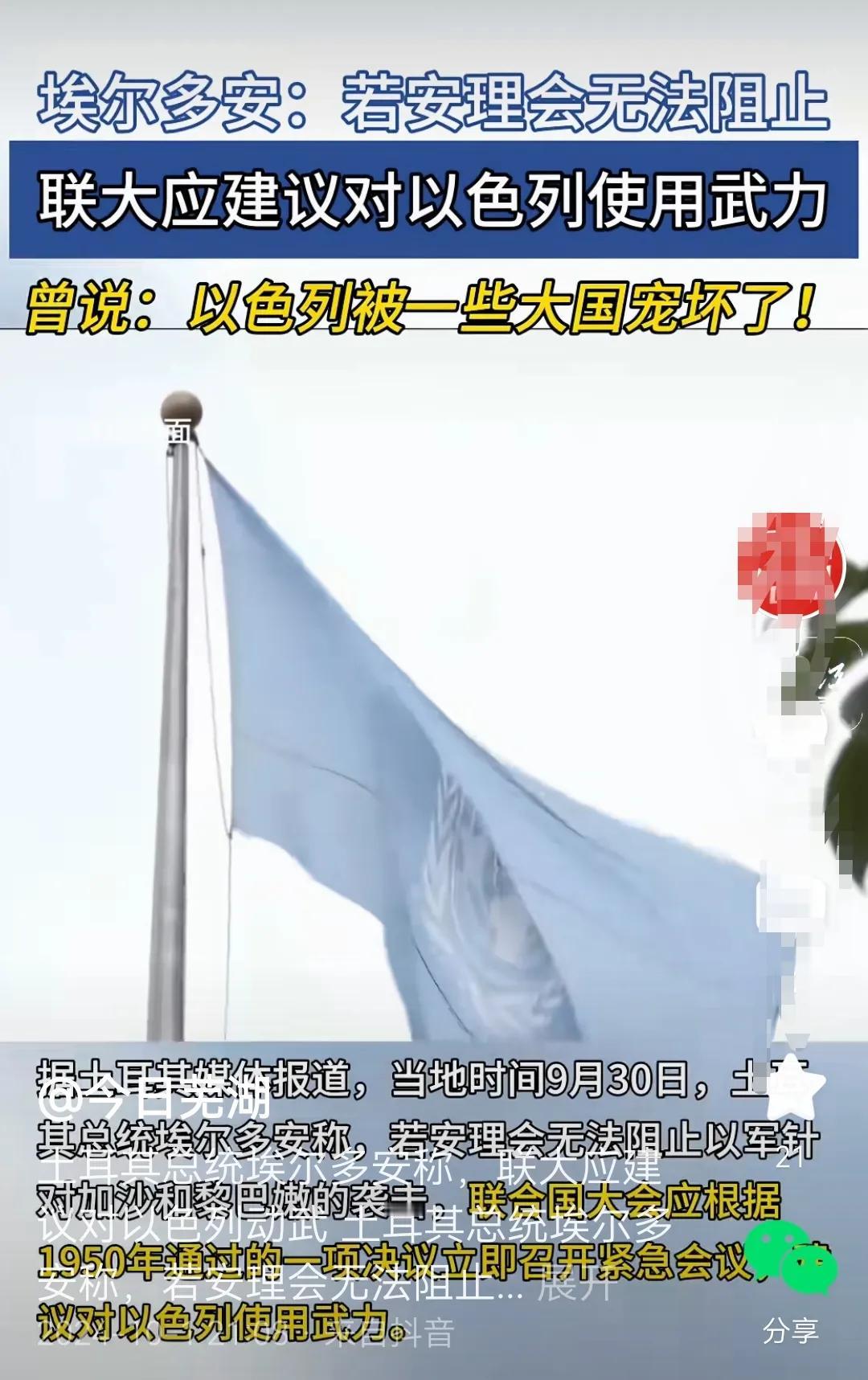 土耳其总统埃尔多安公开表示：“如果联合国安理会无法阻止以色列的杀戮，联合国大会应