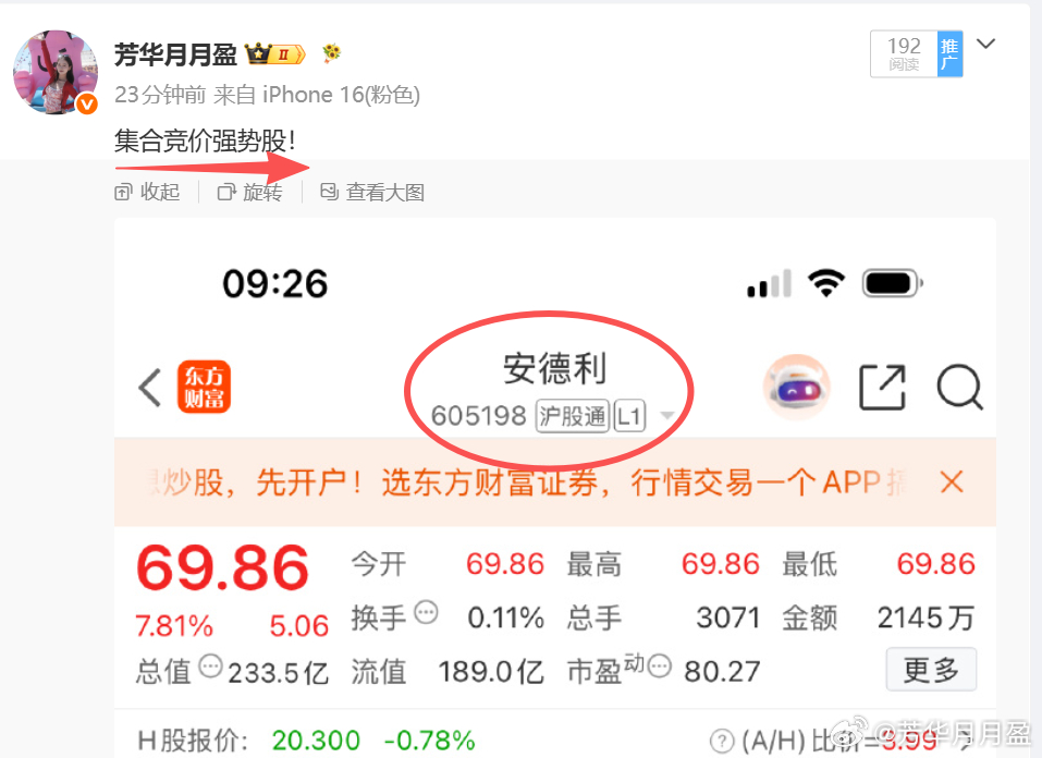芳华早盘开盘前提示的两只强势股$安德利 sh605198$ $雄韬股份 sz00