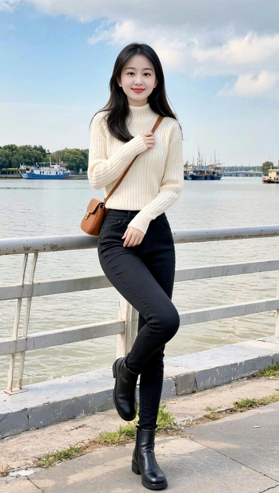 江边随拍 少女写真 甜系女孩  甜美女孩穿搭 气质女神