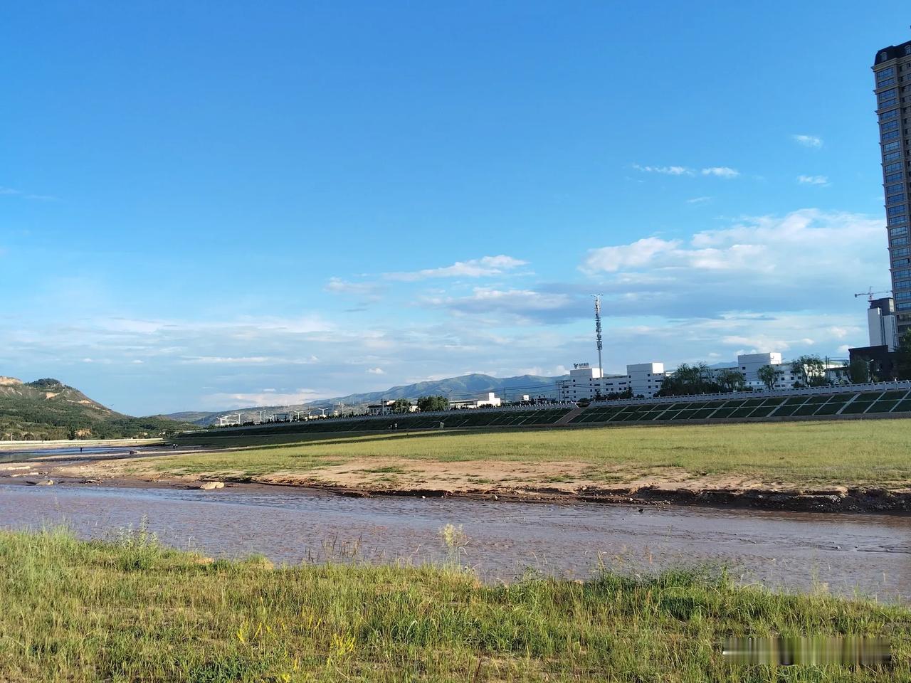 夏季，渭河边也不乏美景

夏日傍晚，从渭水北岸走过，突然被眼前的美景吸引。翠屏山