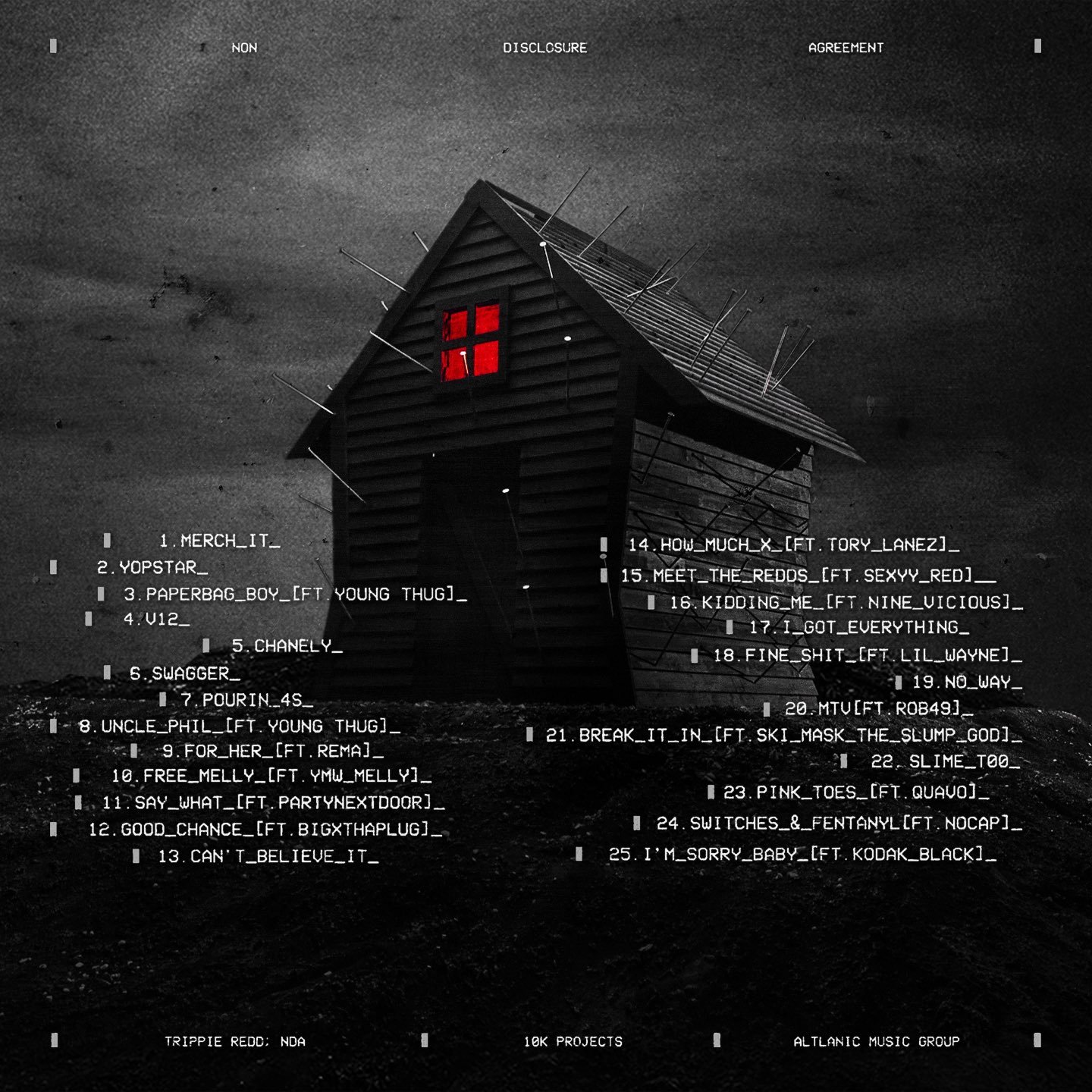 Trippie Redd 新专辑《NDA》曲目列表公布25首歌曲。阵容豪华：Bi