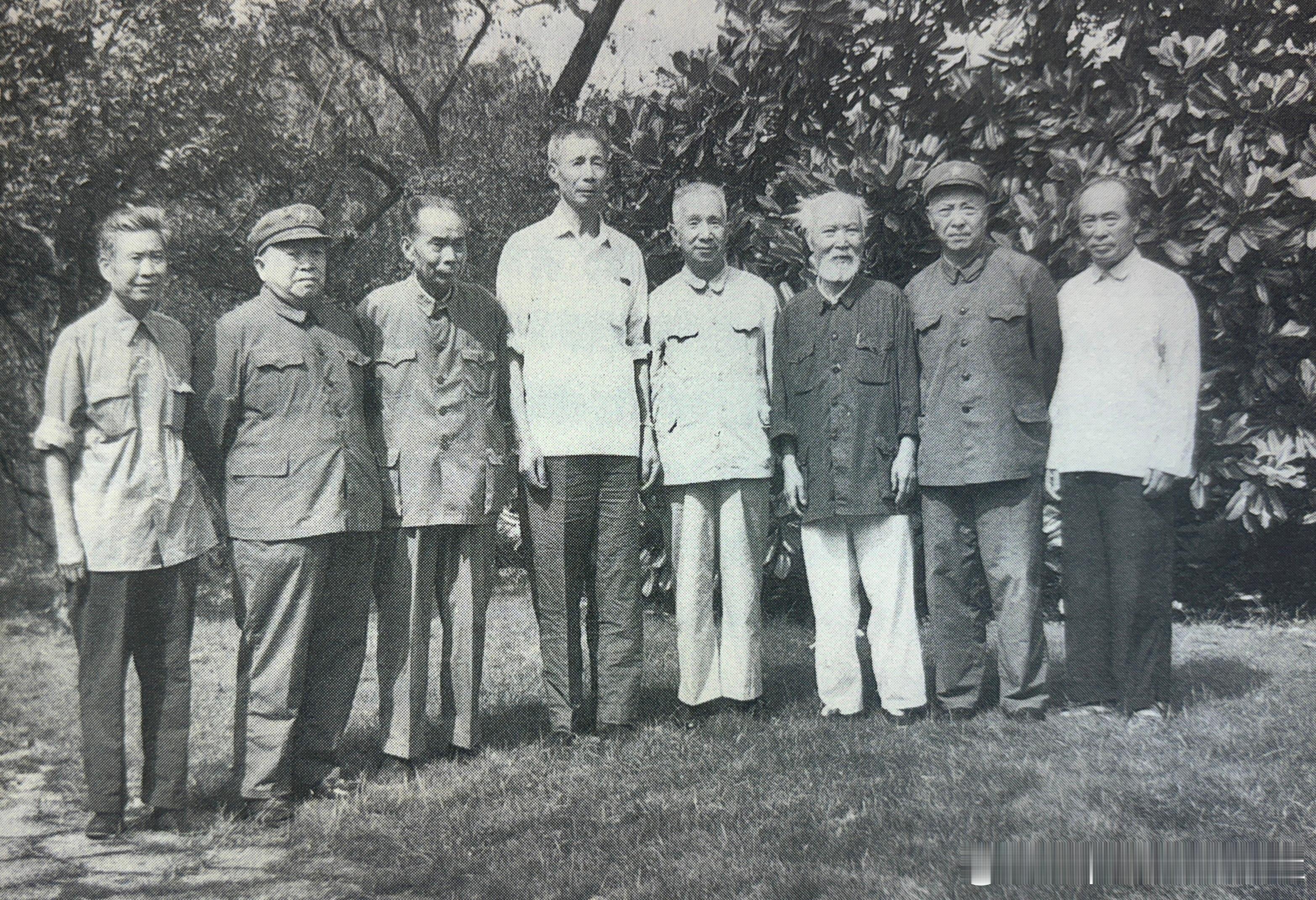 1980年6月粟裕在杭州与浙江坚持三年游击战争的老战友合影，左起张金发、张文碧、