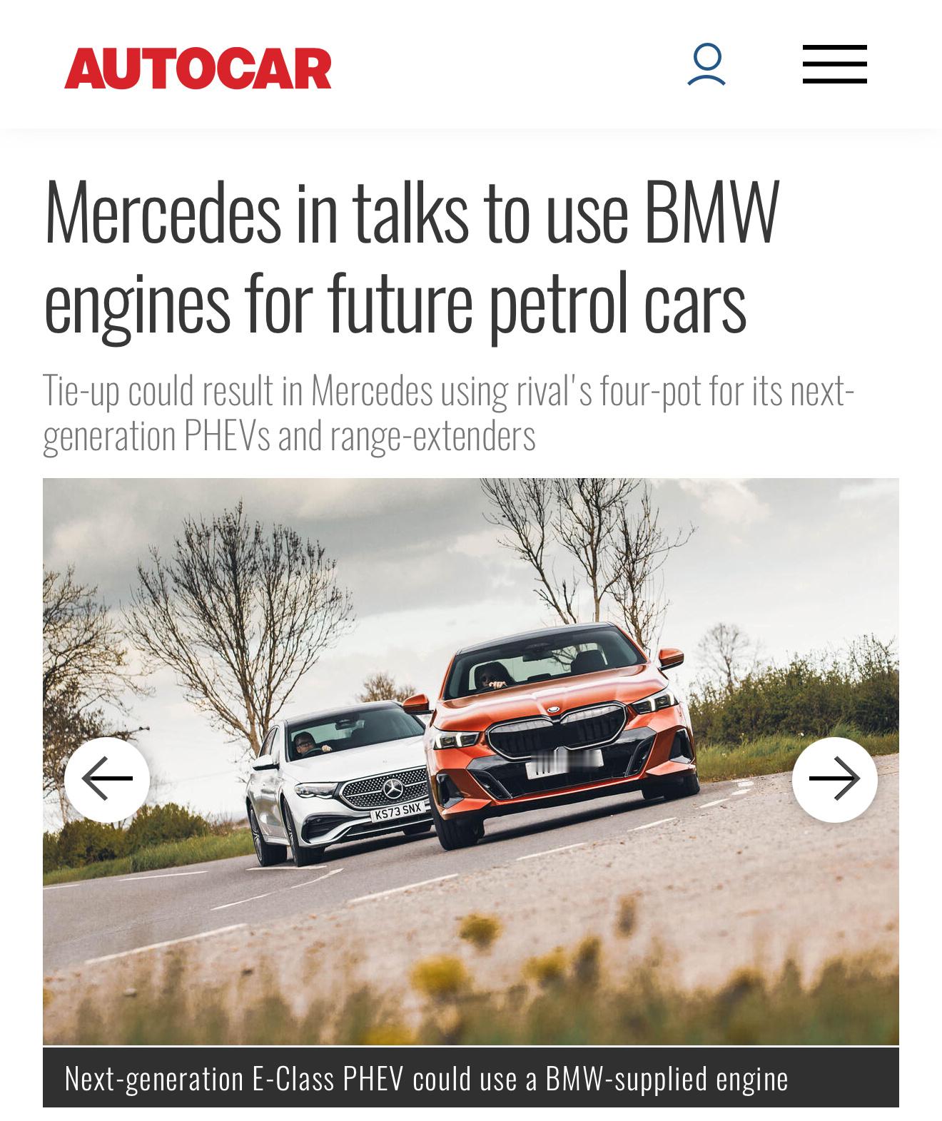 Autocar报道：奔驰或正在洽谈使用宝马的B48据报道，奔驰正在和宝马进行深度