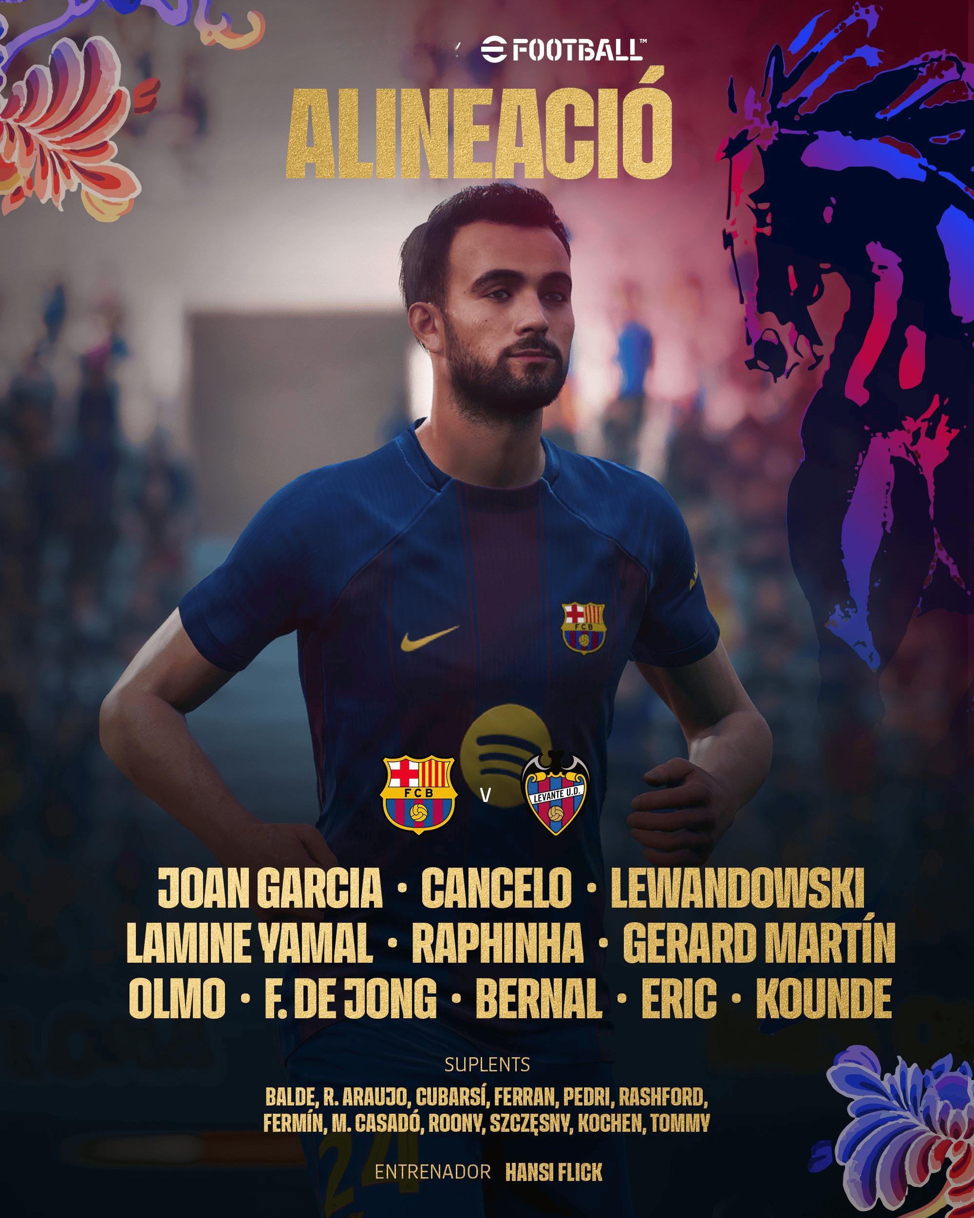 巴萨首发：13-乔安-加西亚/23-孔德、24-埃里克-加西亚、18-杰拉德-马