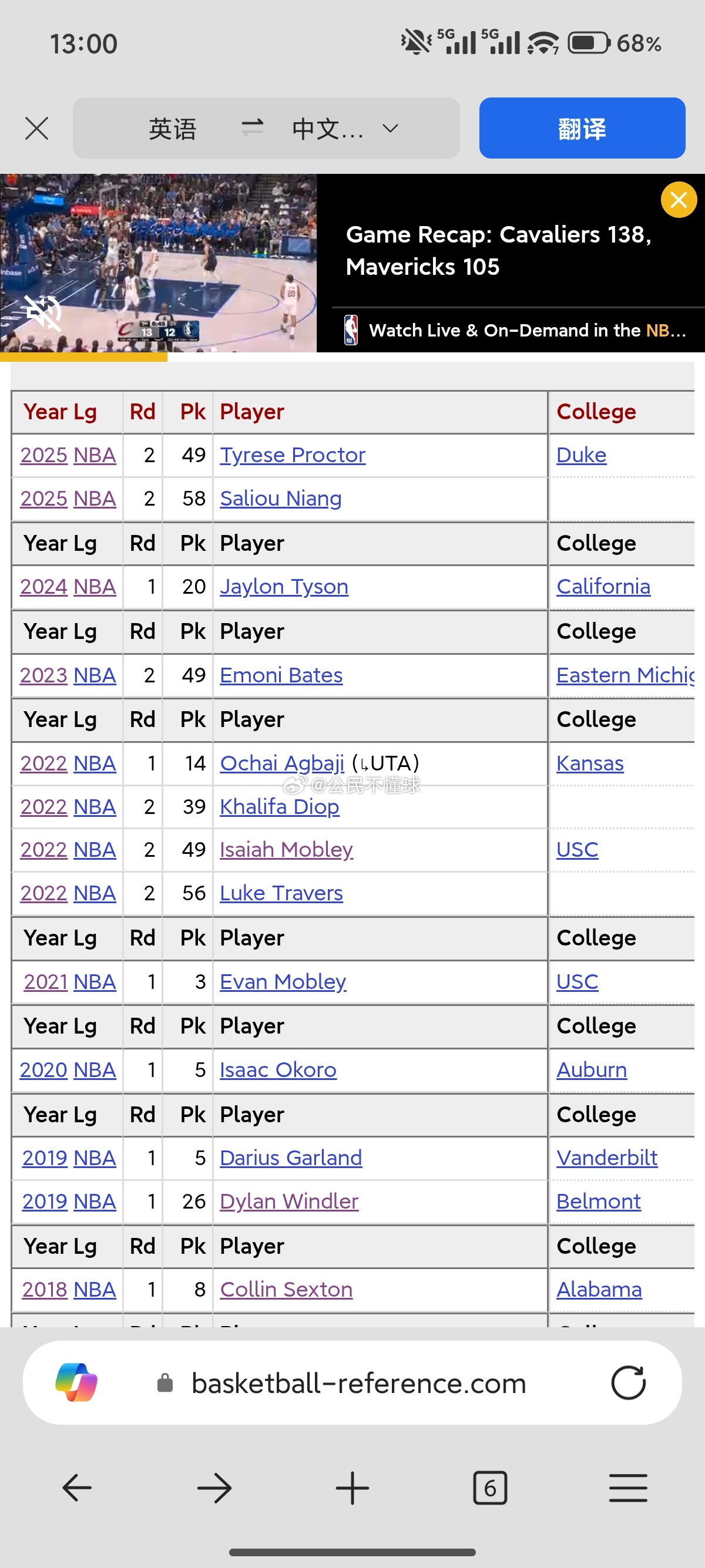 骑士这些年选的新秀，尤其是高顺位，莫布里应该是仅存的果实吧，低顺位也就只剩下梅里