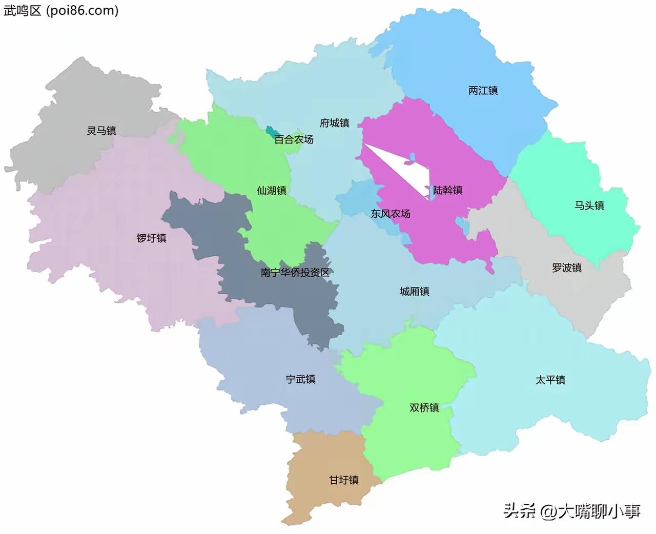 武鸣区的乡镇，哪些是人口多、而且城镇面积大的大镇？
1、锣圩镇，武鸣区唯一的全国