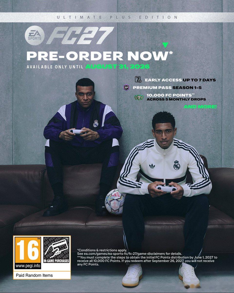 EA SPORTS FC™ 27封面人物：姆巴佩&贝林厄姆世界杯