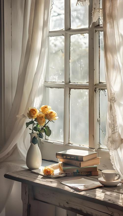 晨光微露暖窗台，
岁月如诗步履开。
心静常怀千岁乐，
茶香伴君赏春来。
友友，早