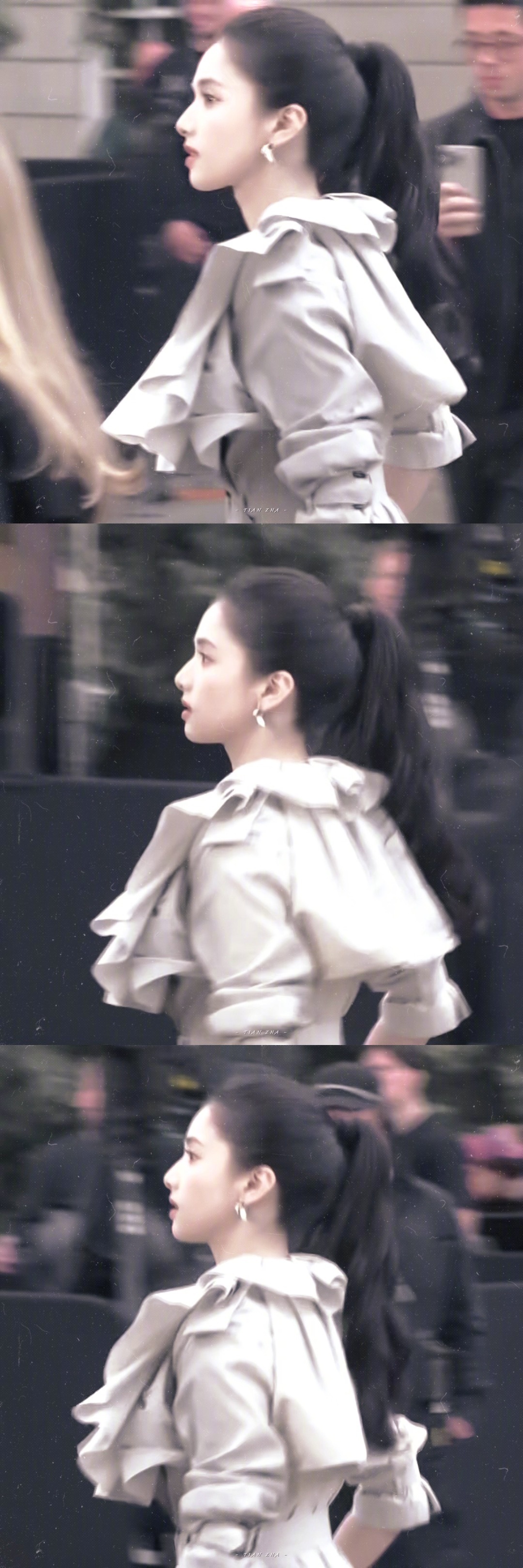 张婧仪丨大光明高马尾完全展示天资…💅🏻 张婧仪Burberry看秀造型 吴磊