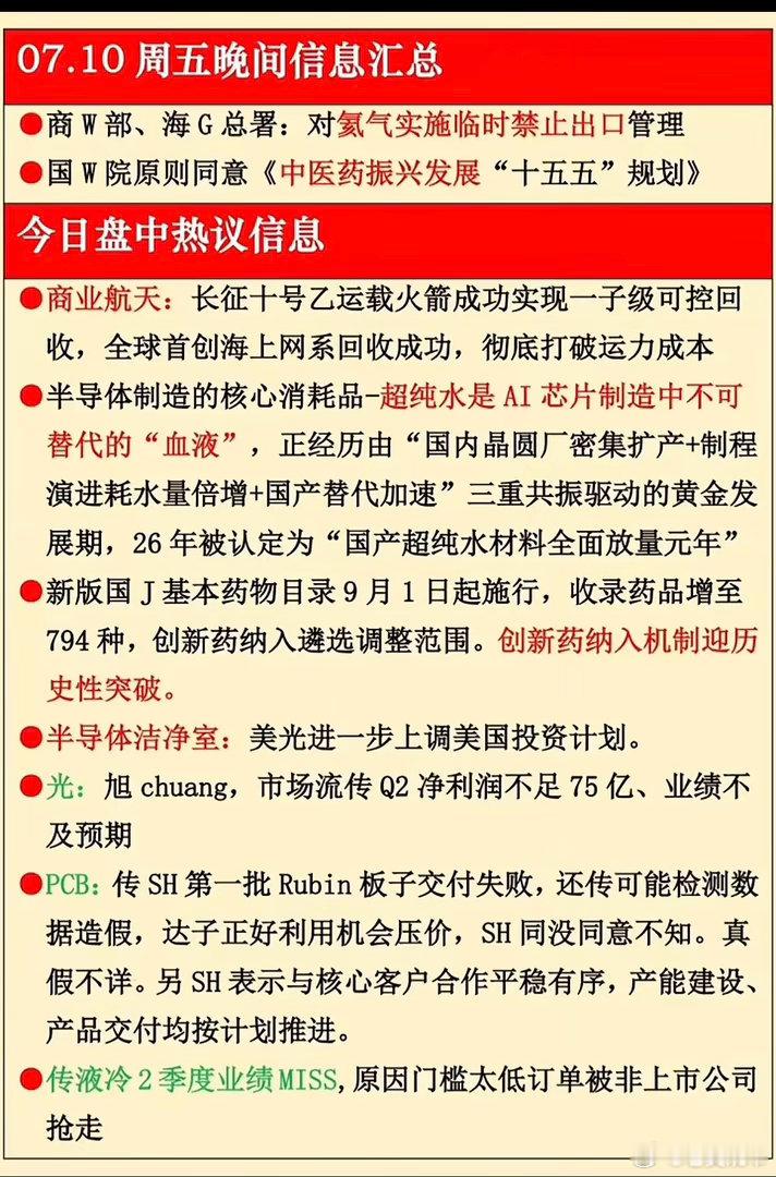 周五晚间信息速递！航天超纯水利好，创新药迎突破，投资风向标已亮灯✨5月10日周五