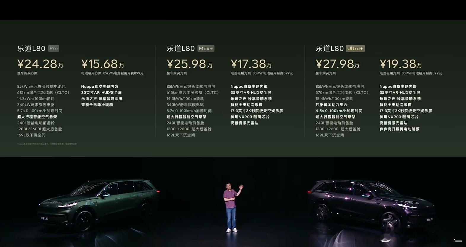 乐道L80正式售价来了，BaaS 15.68万元起， 整购24.28万起！乐道L