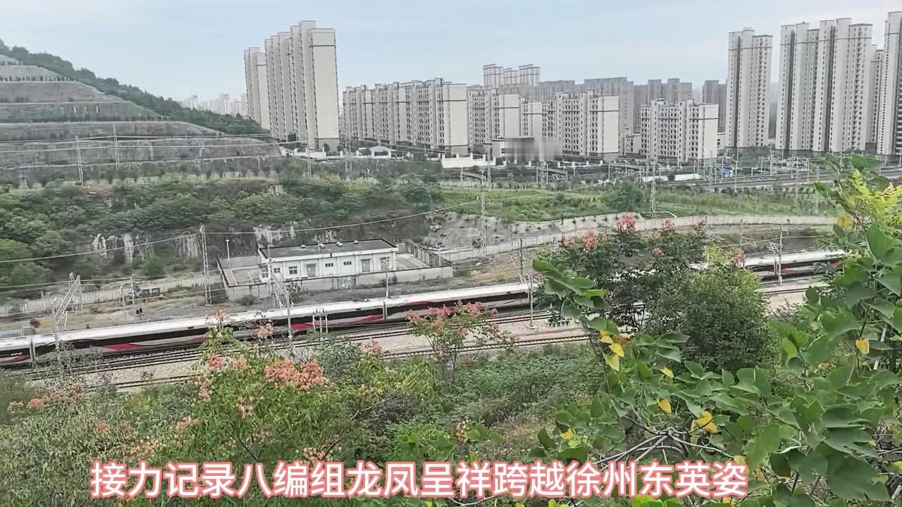八编组龙凤呈祥列车跨越徐州东南北，英姿飒爽，气势如虹。

1️⃣徐州东站南，凤凰