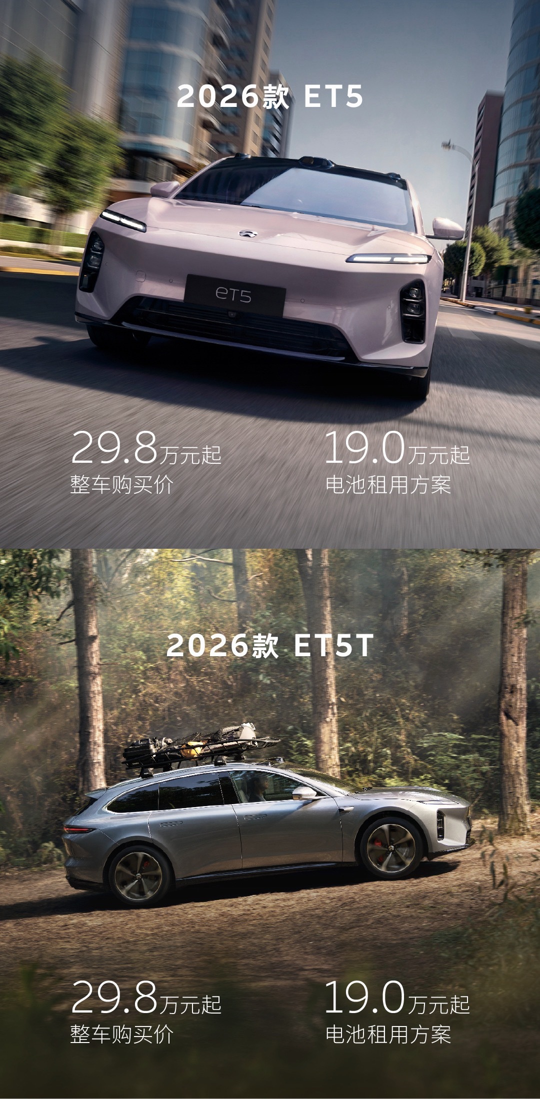 蔚来新款ET5/5T，租电价格打到了19w