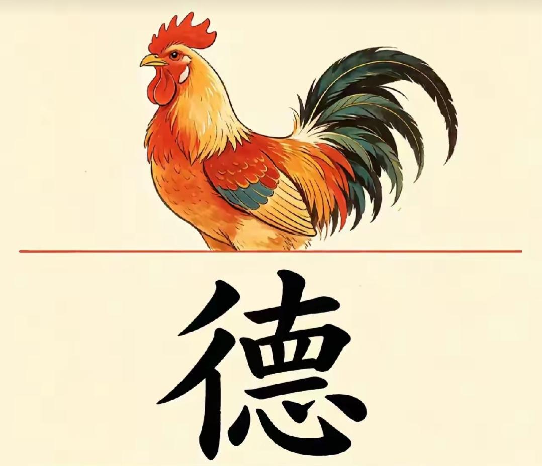 公鸡下面有个大大的“德”字。看图猜词语，开心快乐，这个组合很搞笑，词语非常简单，