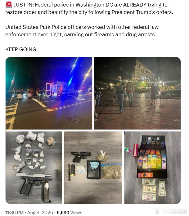 华盛顿特区的联邦警察已经开始按照特朗普总统的命令努力恢复秩序和美化城市。美国公园