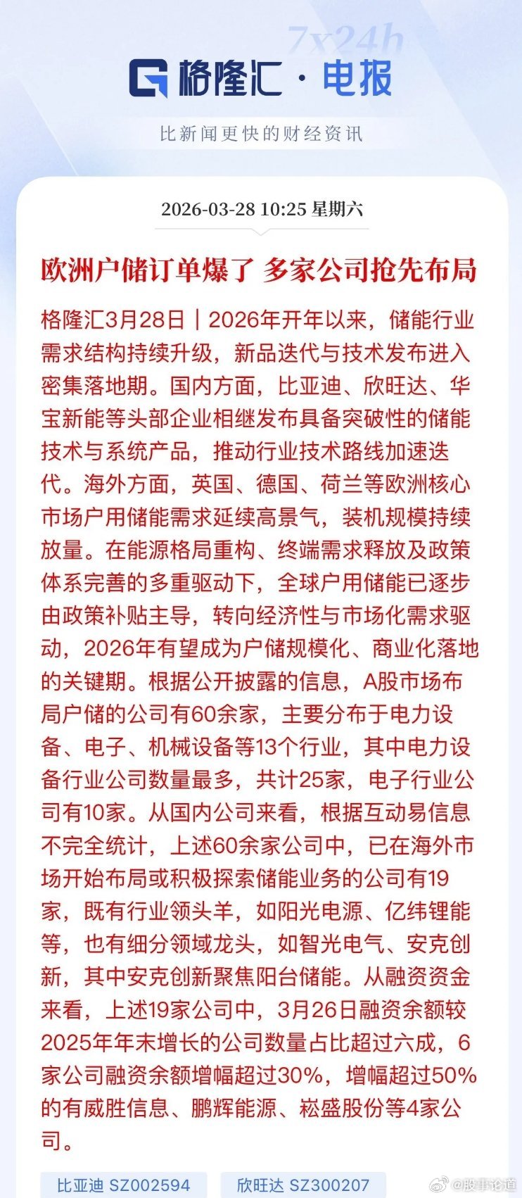 欧洲户储需求井喷，A股这些公司成最大赢家！2026年才过完一季度，欧洲的户用储能