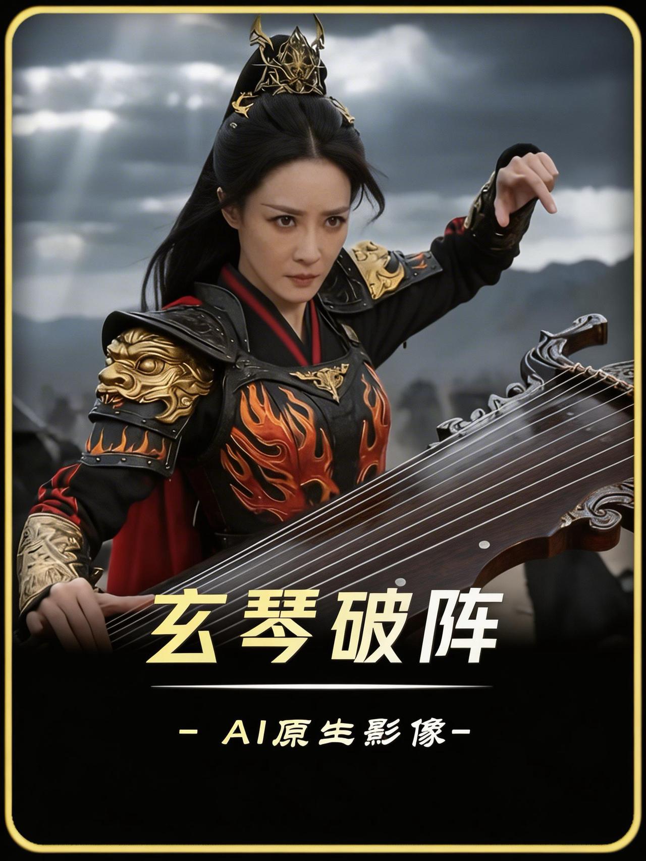 奏响战歌，玄琴破阵！看古风战甲女神以琴为刃，碎石裂地，在玄幻战场大杀四方🫨 A