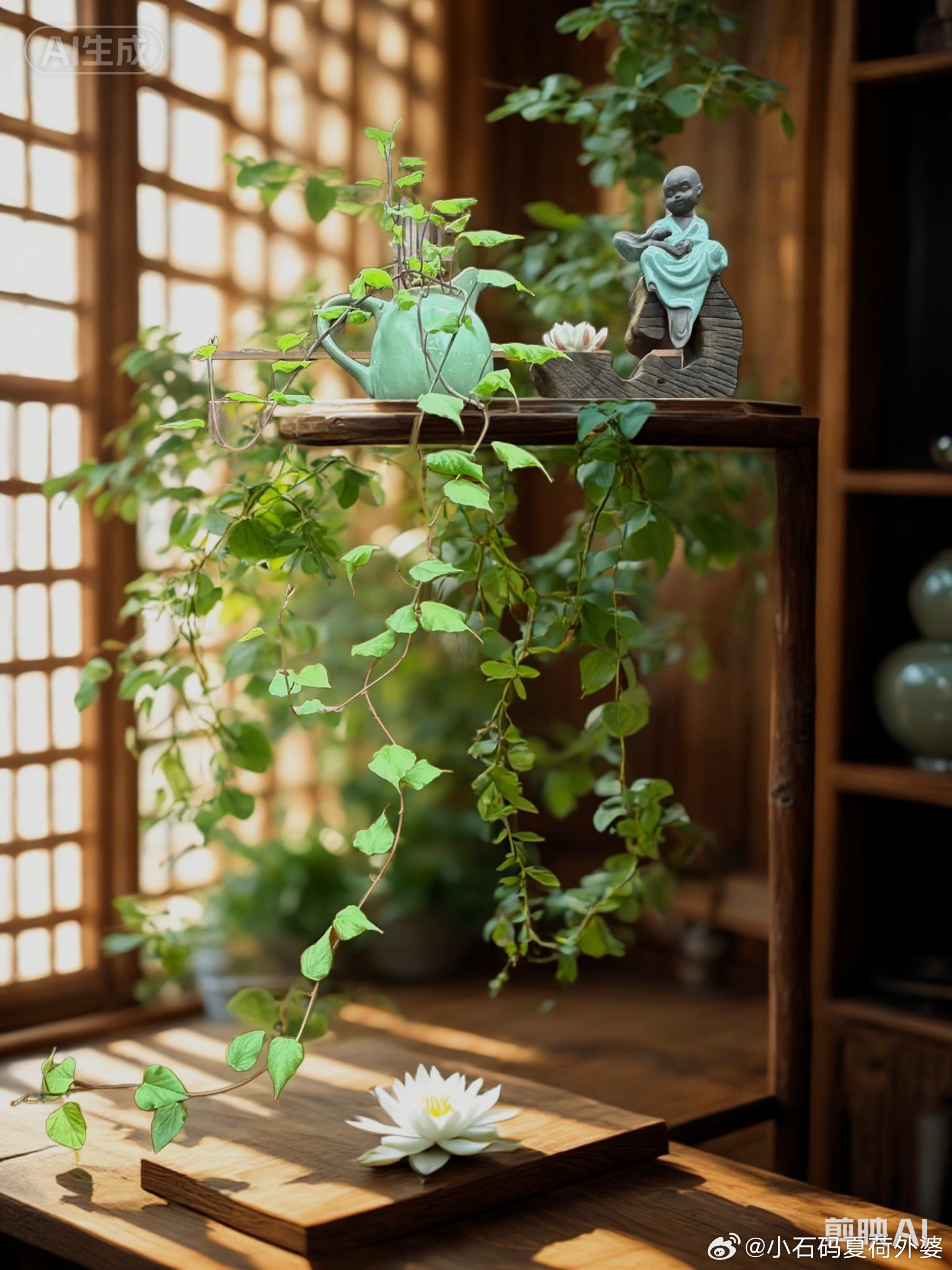 水培番薯剪映换背景曝日，淋雨，藤蔓紫红，叶子深绿，生命离不开大自然，亲近大自然，