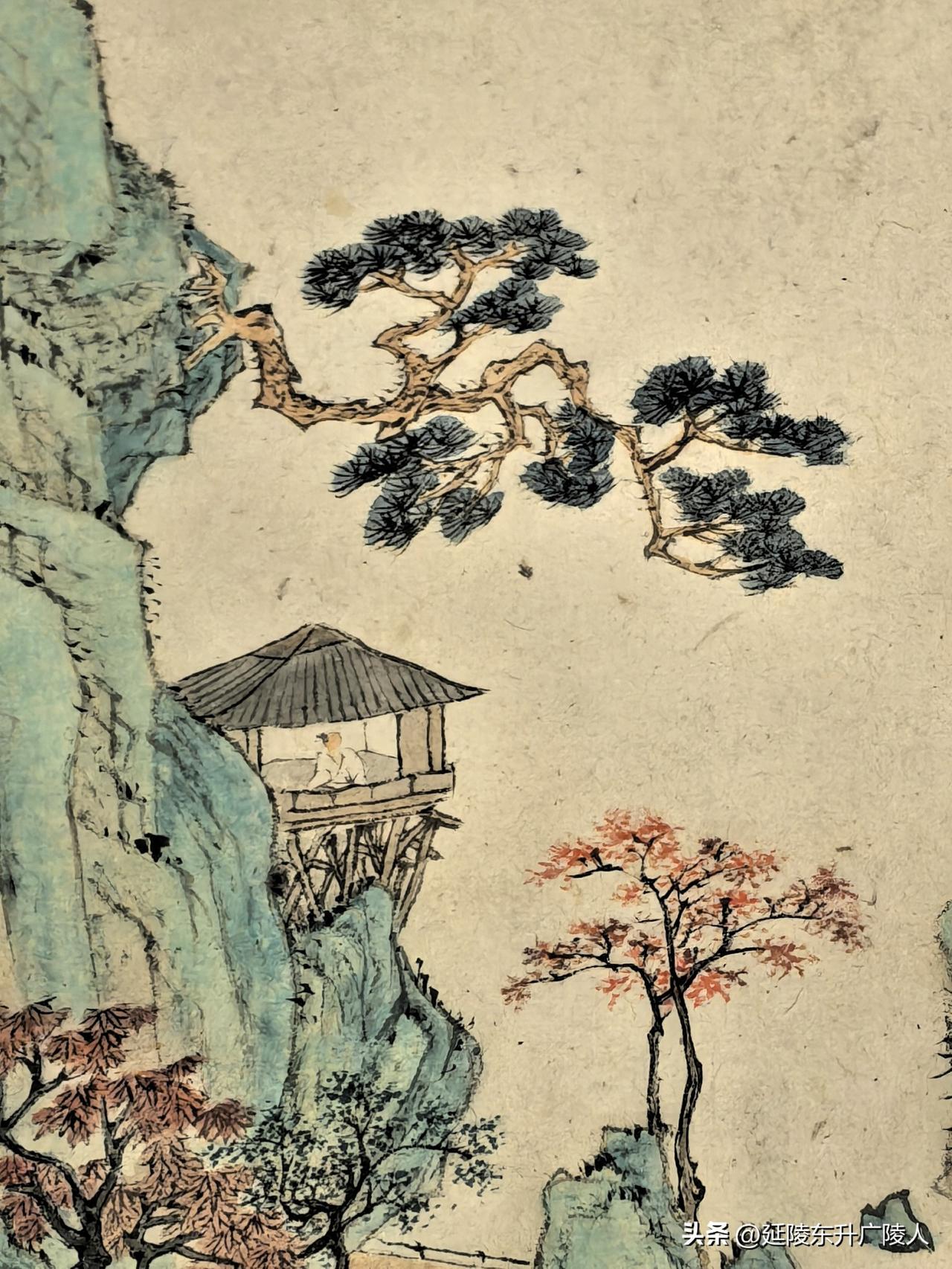 跟着初夏苏超的风，来到镇江博物馆，看到几幅馆里展出的文人山水字画，很是喜欢，江山