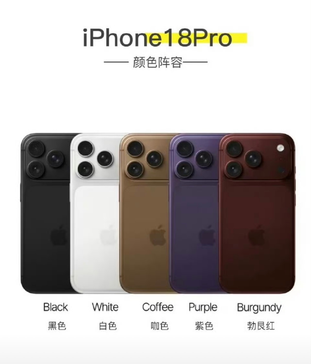 iPhone18Pro配色这就出来了？除了保留的黑白配色，其他三个一个比一个沉稳