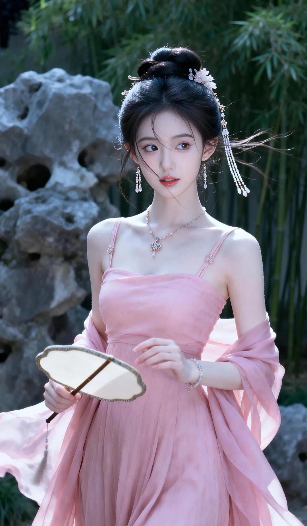 整体画面
画面以中式园林为背景，青竹与太湖石相映成趣，营造出清幽雅致的古典氛围。