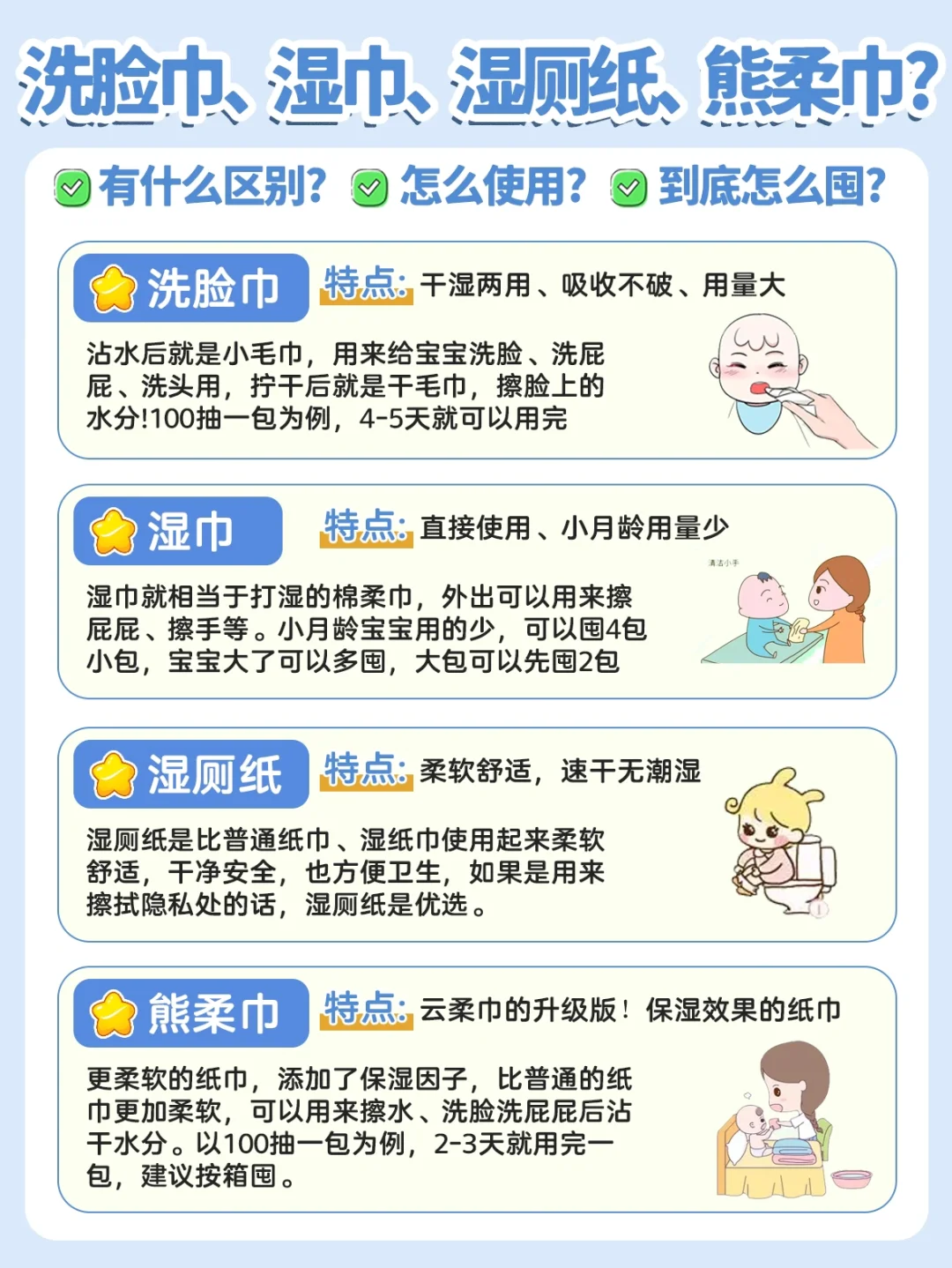 新手麻麻看到各种宝宝湿巾、湿巾就头皮发麻～