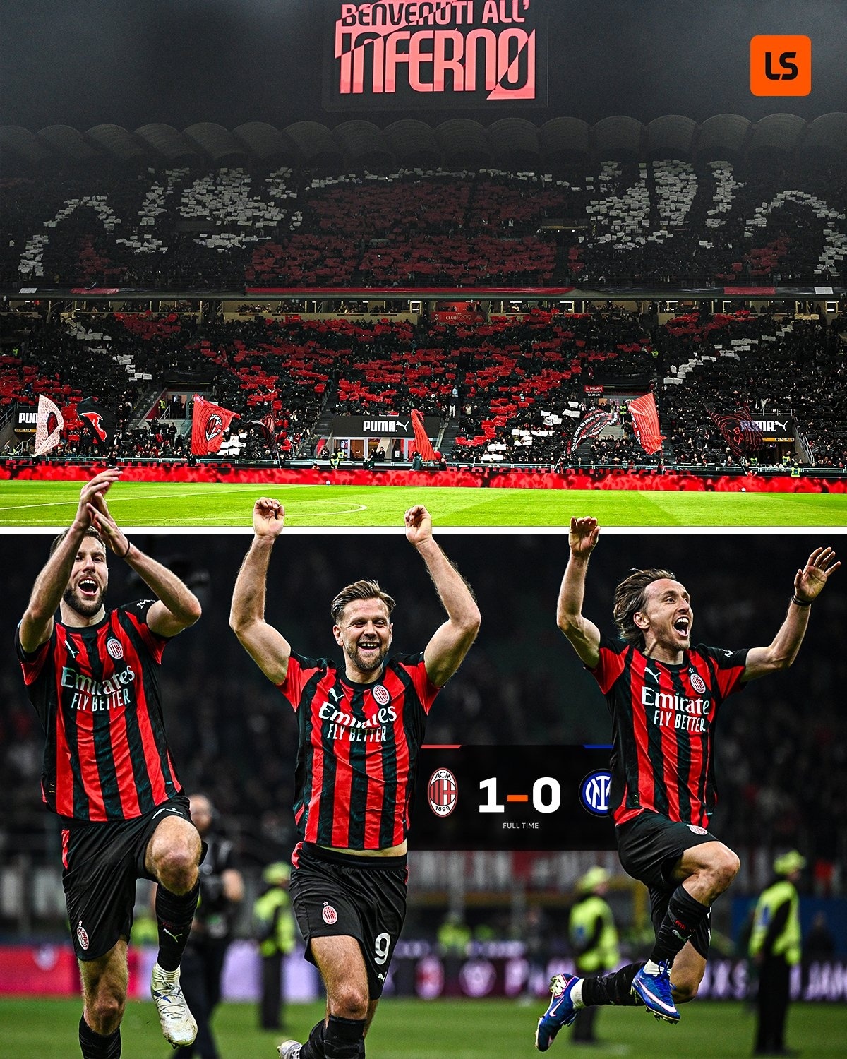 AC米兰不仅赢得了米兰德比……他们的巨型横幅展示更是无人能及。ac米兰1比0国际
