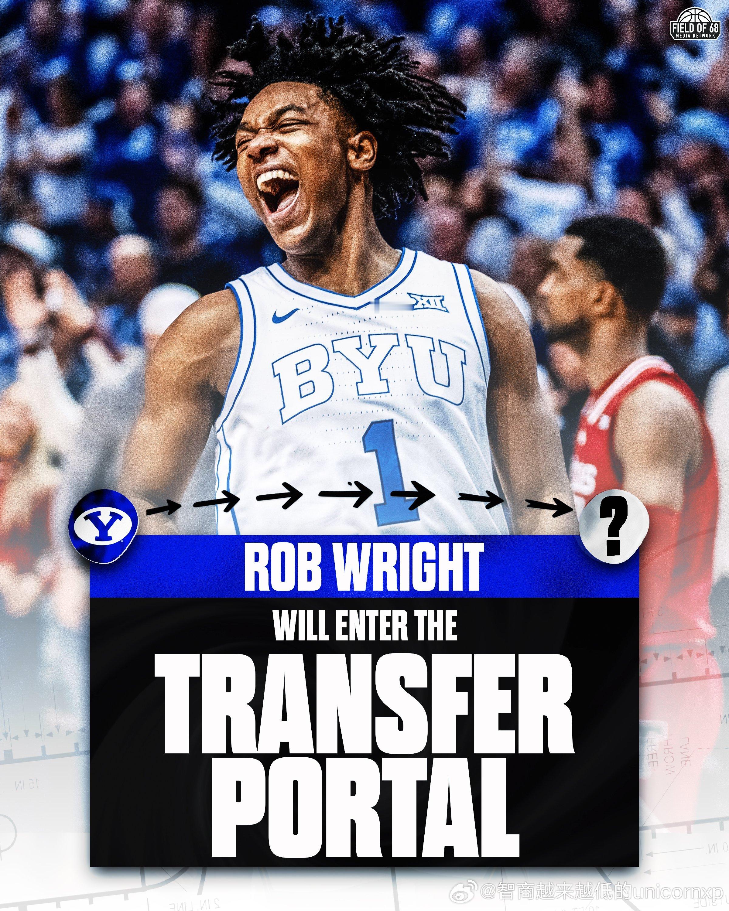 杨百翰大学控卫 Robert Wright III申请转校，本赛季场均18.1分