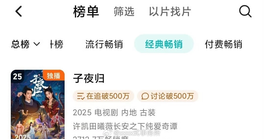 许凯、田曦薇子夜归🐧进拉新25了，流星畅销第一，付费畅销第一 ​​​