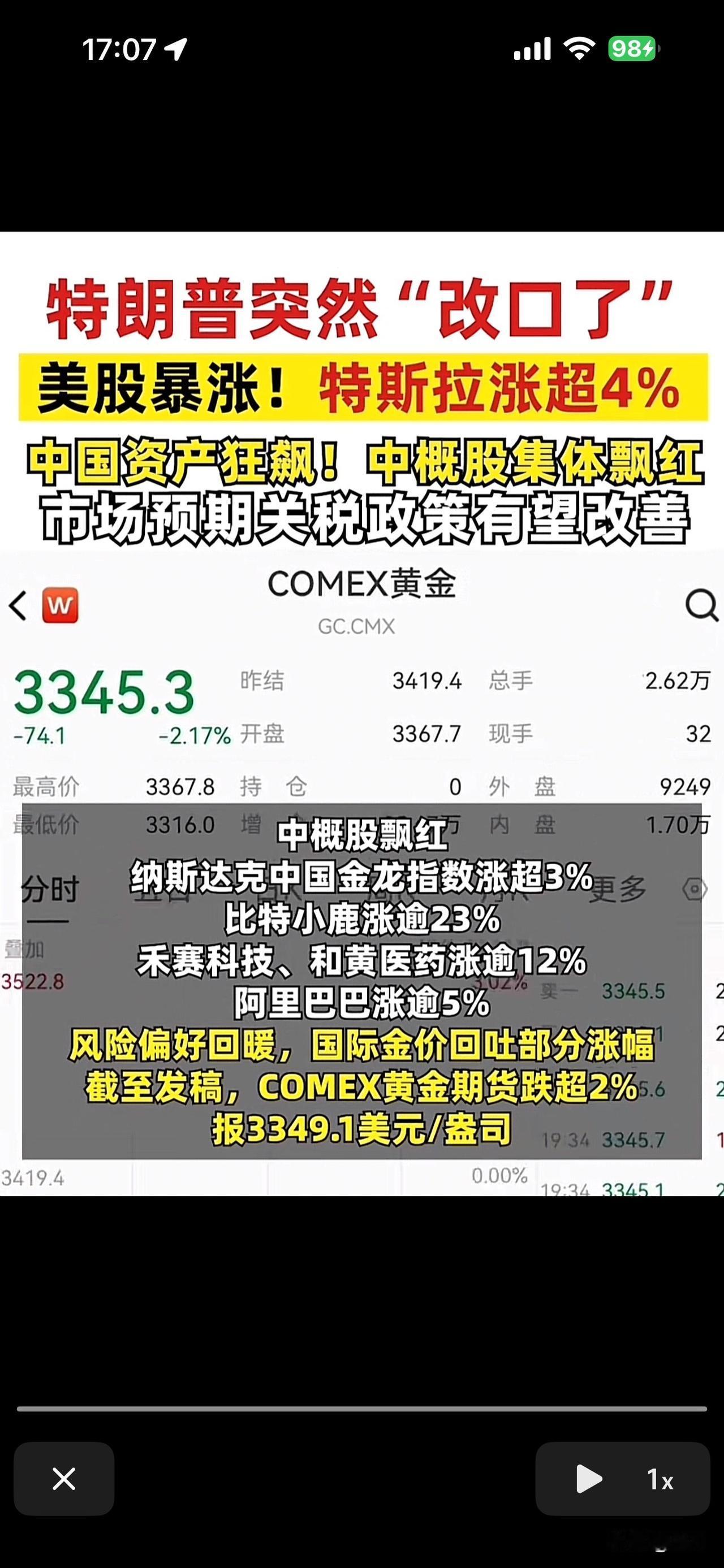 特朗普才是最伟大的操盘！
特朗普突然“改口了”原本针对中国加征100%关税，现在