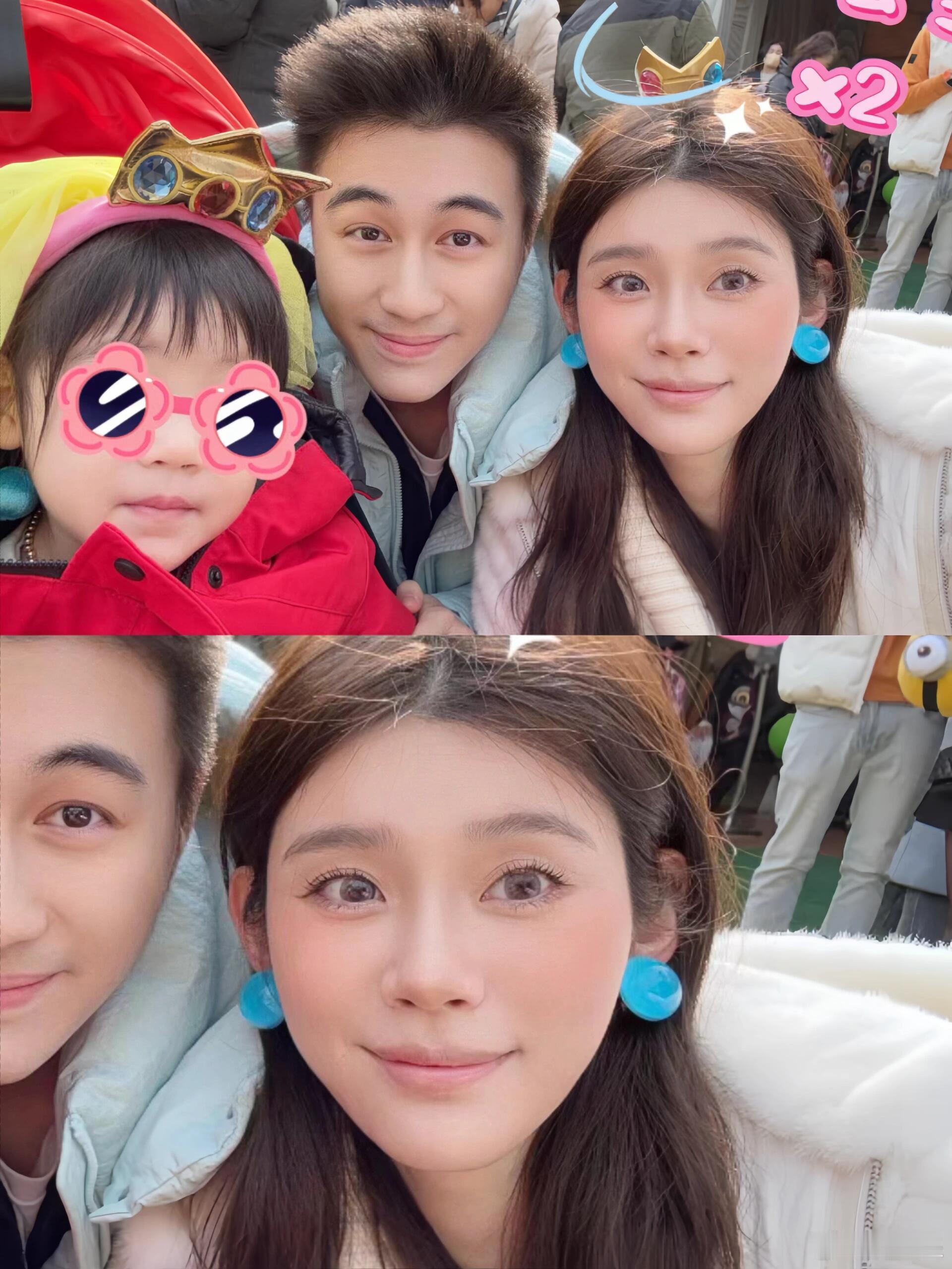 奚梦瑶何猷君一家四口合照，妈耶！！奚梦瑶原来越漂亮了不说，这样看着好有少女感啊[