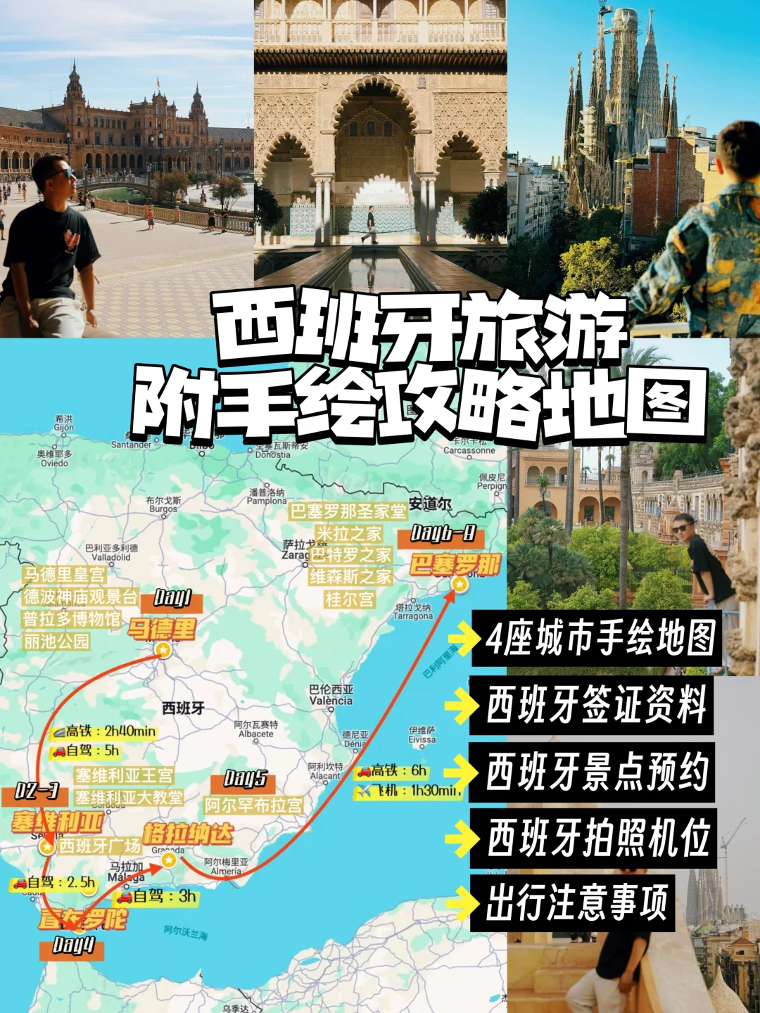 西班牙5张手绘地图带你玩转西班牙｜果断收藏