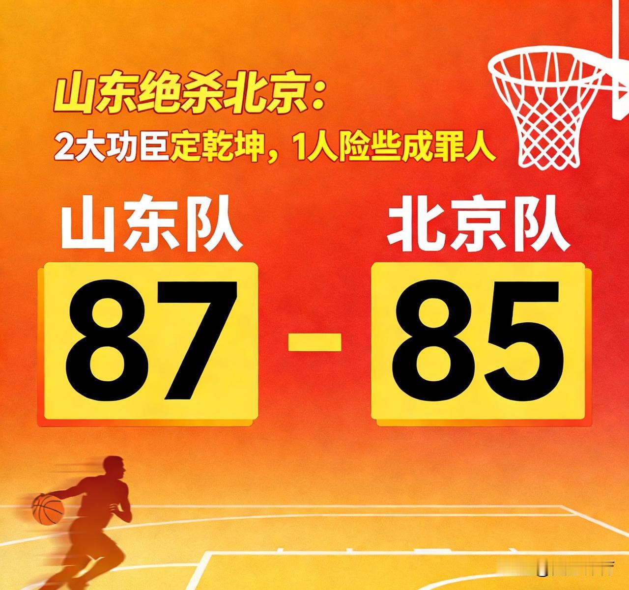 山东绝杀北京（山东87:85北京）：2大功臣定乾坤，1人险些成罪人

1. 头号