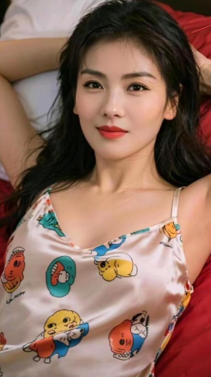 这是刘涛在家最放松惬意的时候，她卸完妆后，换上宽松自然的服饰，自由自在放松自己的