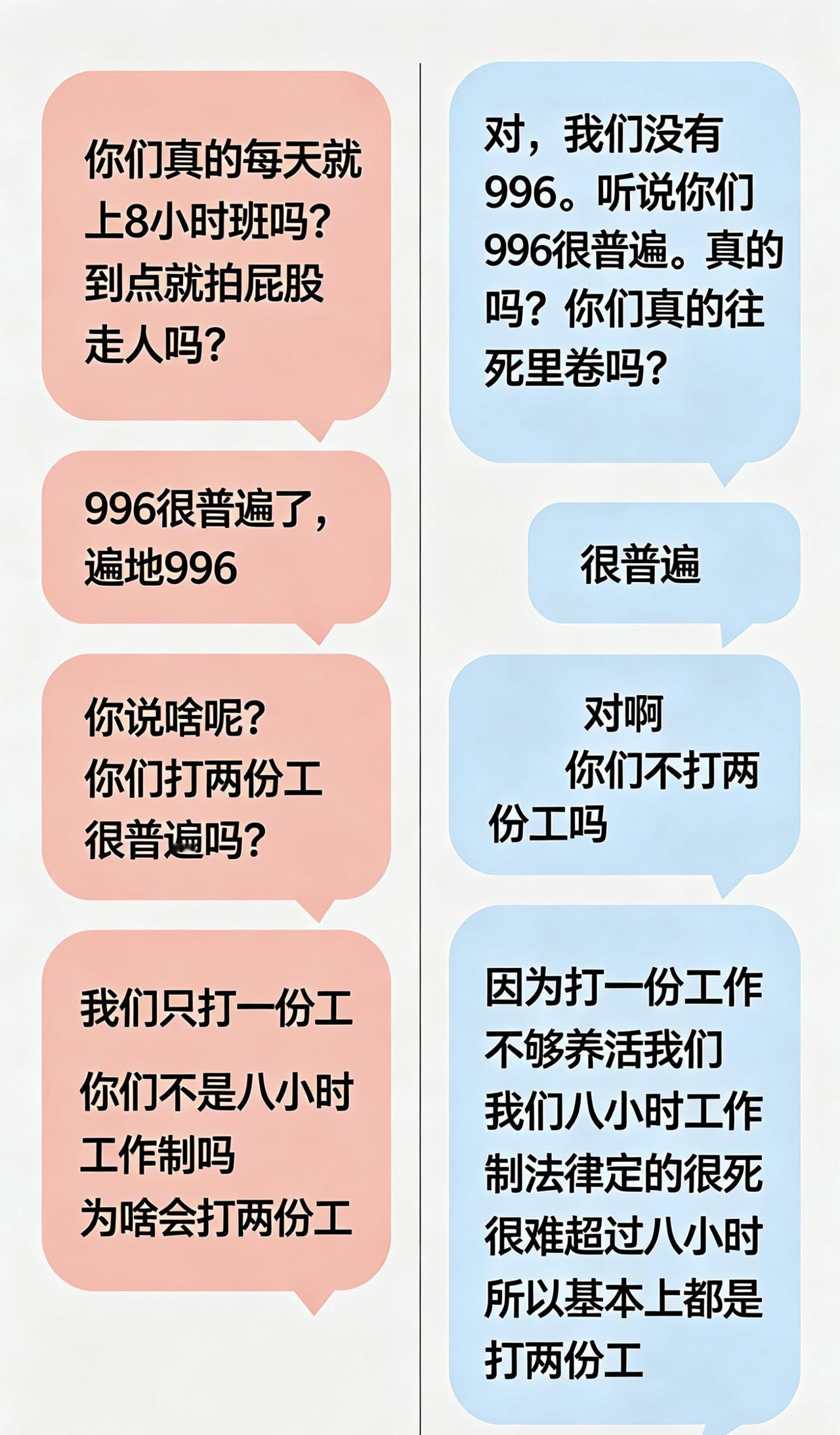 中美网友互联网对账，对方跟原来自己幻想的都不太一样。

中:你们真的每天就上8小