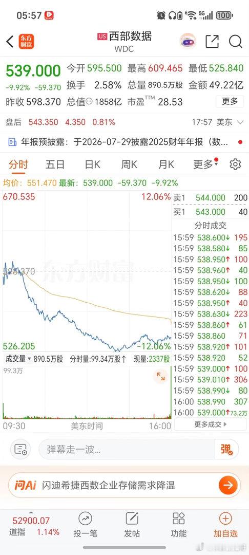 7.03周五  美股：存储芯片，继续暴跌！7.2晚间，美股存储芯片概念，三大巨头
