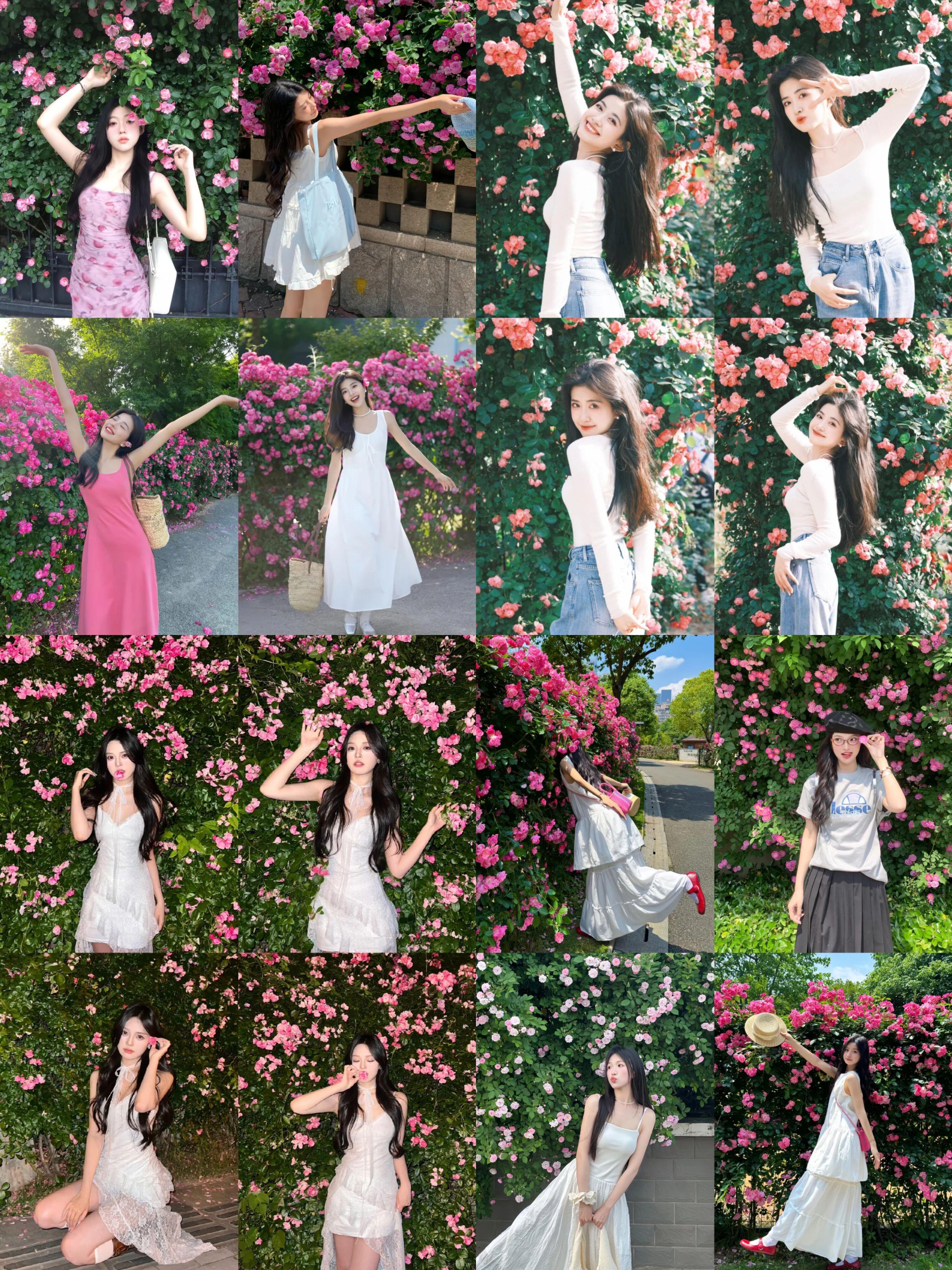 蔷薇花开啦～存一些💐拍照姿势📷 ​​​