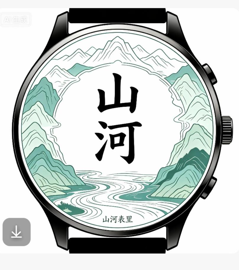图中画面太美啦；
手表一块真够派；
表中图文并茂美；
猜个四字成语来。