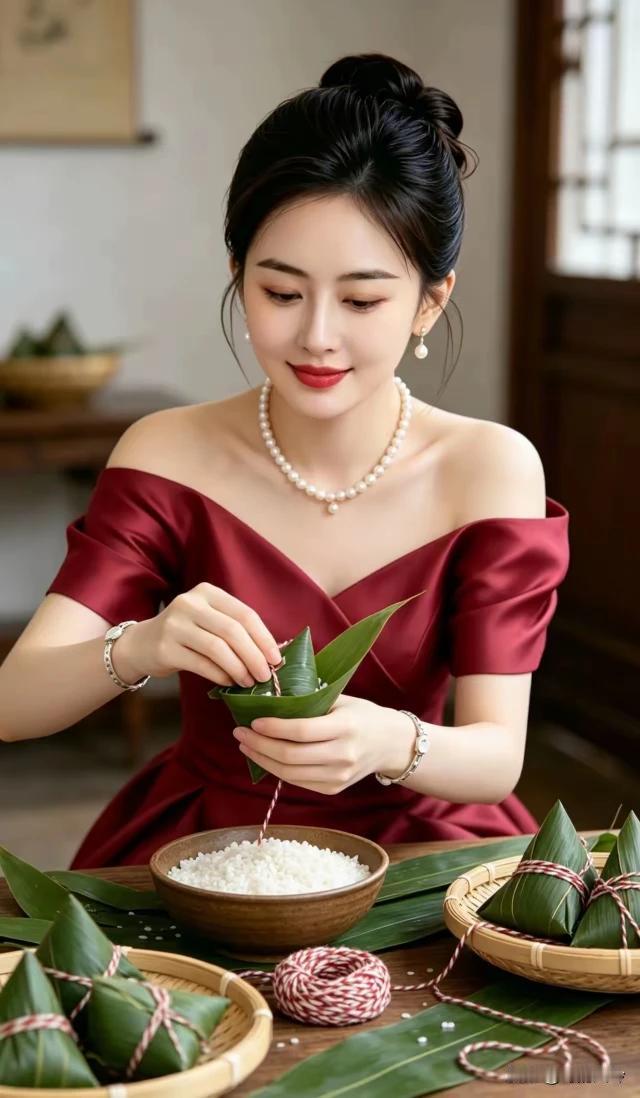 蒲风竹雨送新凉，
布谷声歇艾叶香。
忽见香囊红照眼，
遥寄屈原汨罗江。