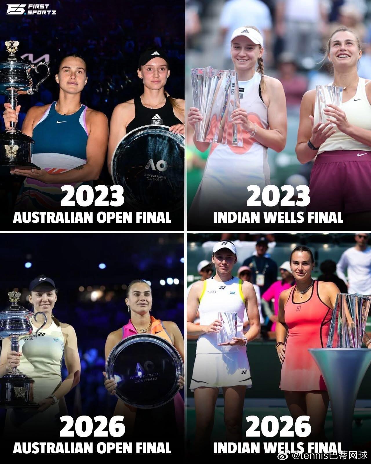 现役只有双巴能在硬地上做到这点📊 同一赛季闯入澳网、印第安维尔斯、迈阿密三项赛