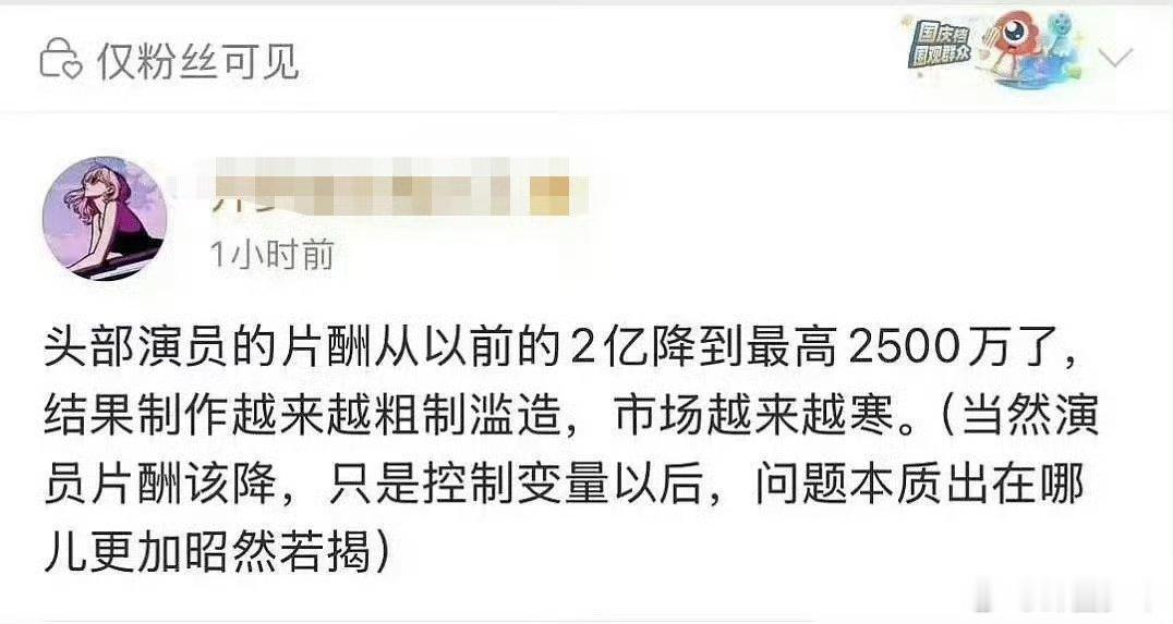 曝头部演员以前片酬有两亿曝头部演员片酬从两亿降到2500万针对网传头部演员片酬大