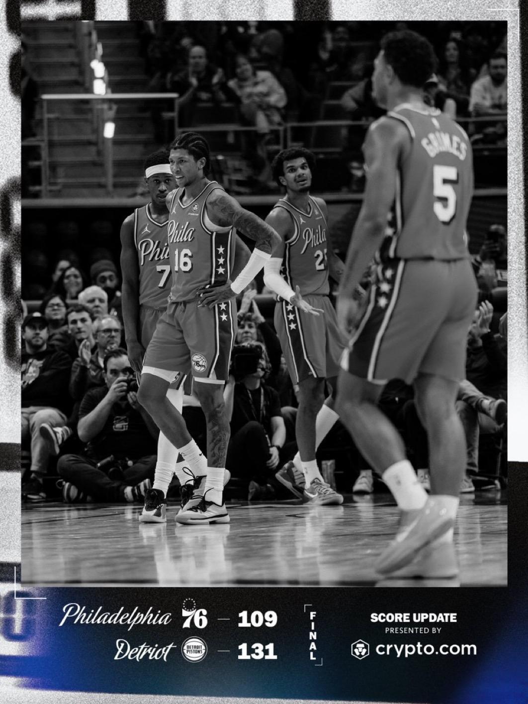 3月13日NBA常规赛战报（9场）：

76人109-131活塞
奇才131-1