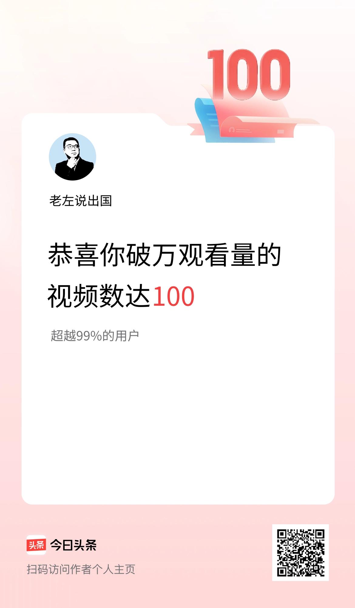 我在头条有100条视频播放量破万了！