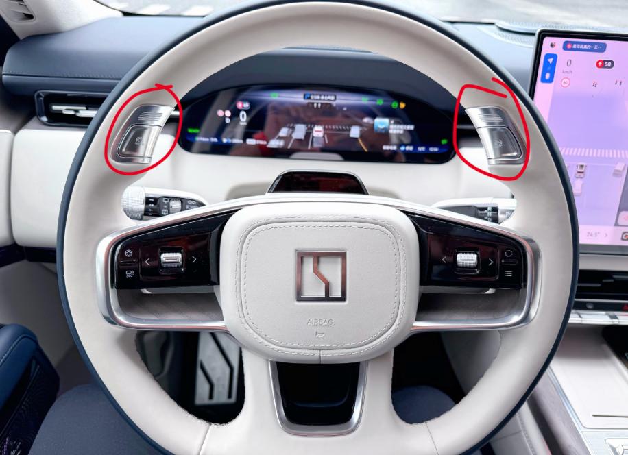 如果你仔细看极氪9X高配车型，会发现方向盘左右两侧是有两个银色的按钮的。很多朋友