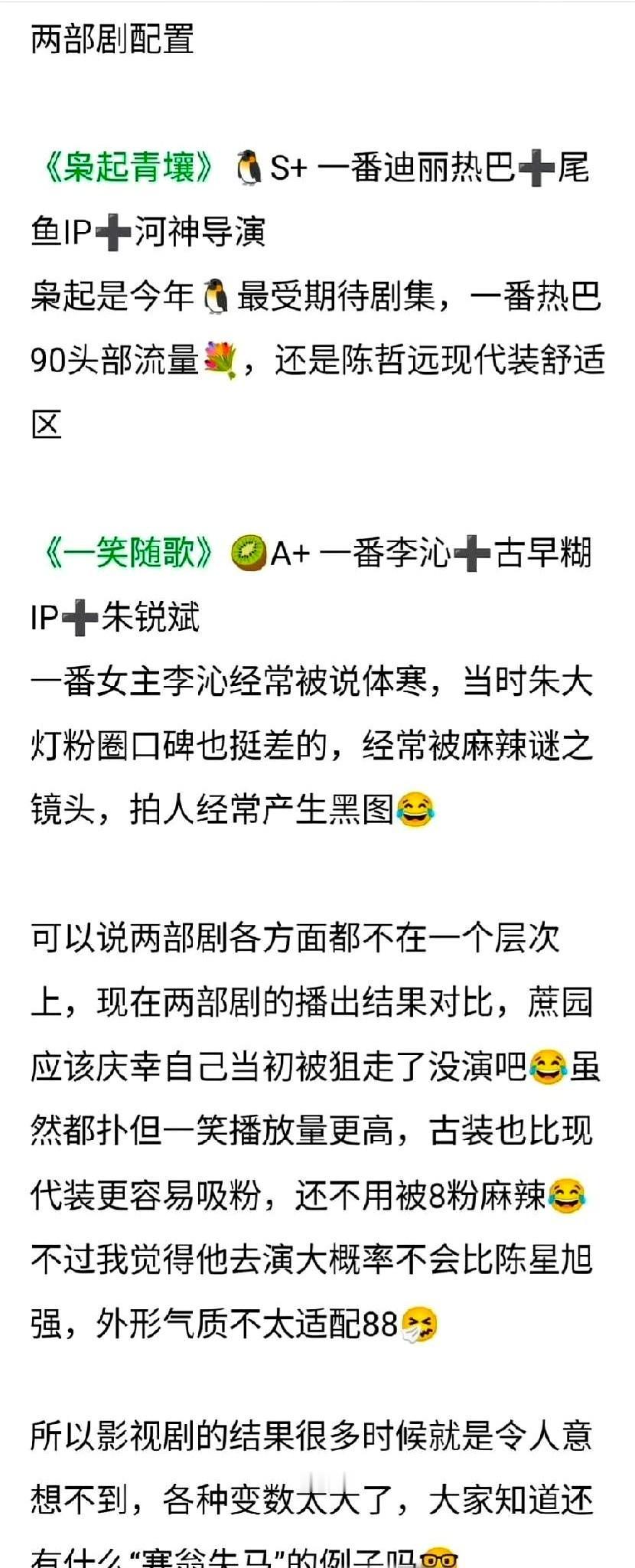 没播之前，怎么看《枭起青壤》都比《一笑随歌》有潜力成为爆剧

当时不少人惋惜陈哲