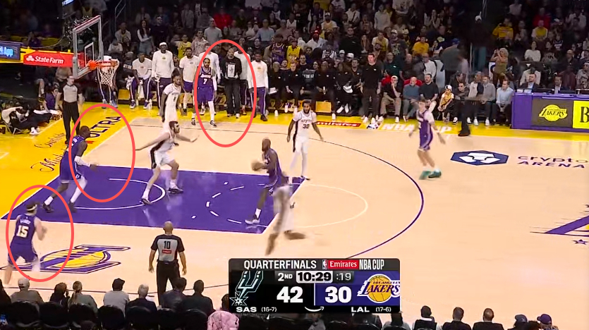 湖人现在这个进攻，是有点让人看不懂，刚过半场3个人就站底线了，等于上线挡拆打不，